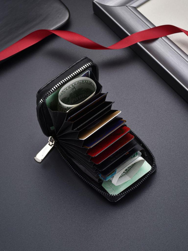 RFID Anti-Theft Card Holder, Anti-Demagnetization, Korean Style, Men's & Women's Zipper Accordion Credit Card and Driver's License Holder