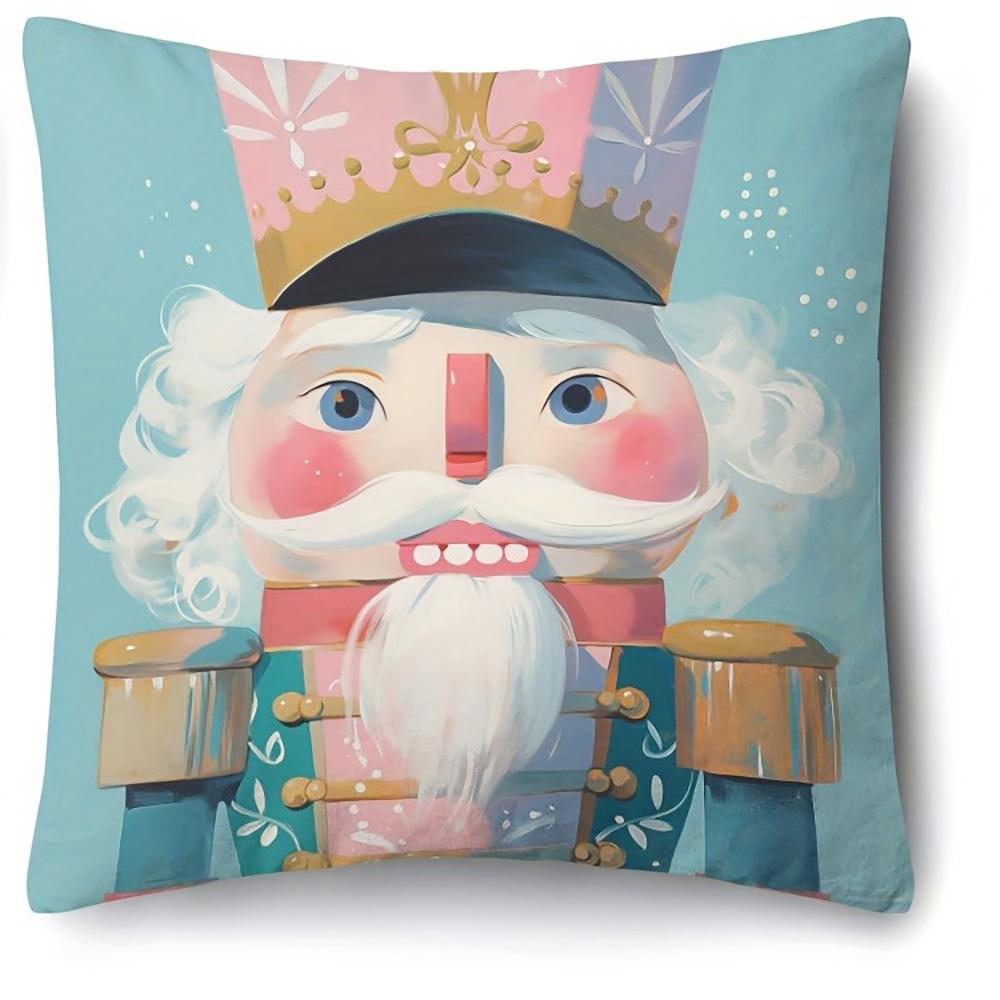 Christmas Nutcracker Themed Pillowcases: Merry & Bright Designs Sofa Bed Cushion Cover, New Year Home Decoration