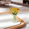 Miniature Crystal Rose Flower Figurine with Crystal Vase Handmade Rose Bouquet Gift for Mom Women Collectible Ornaments