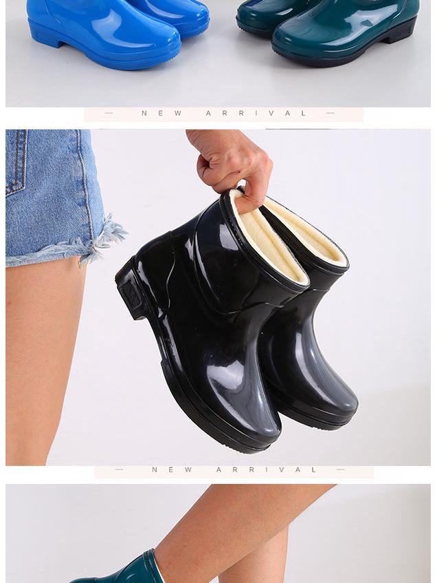 Women's Fleece-Lined Waterproof Rubber Rain Boots with Thick Non-Slip Sole