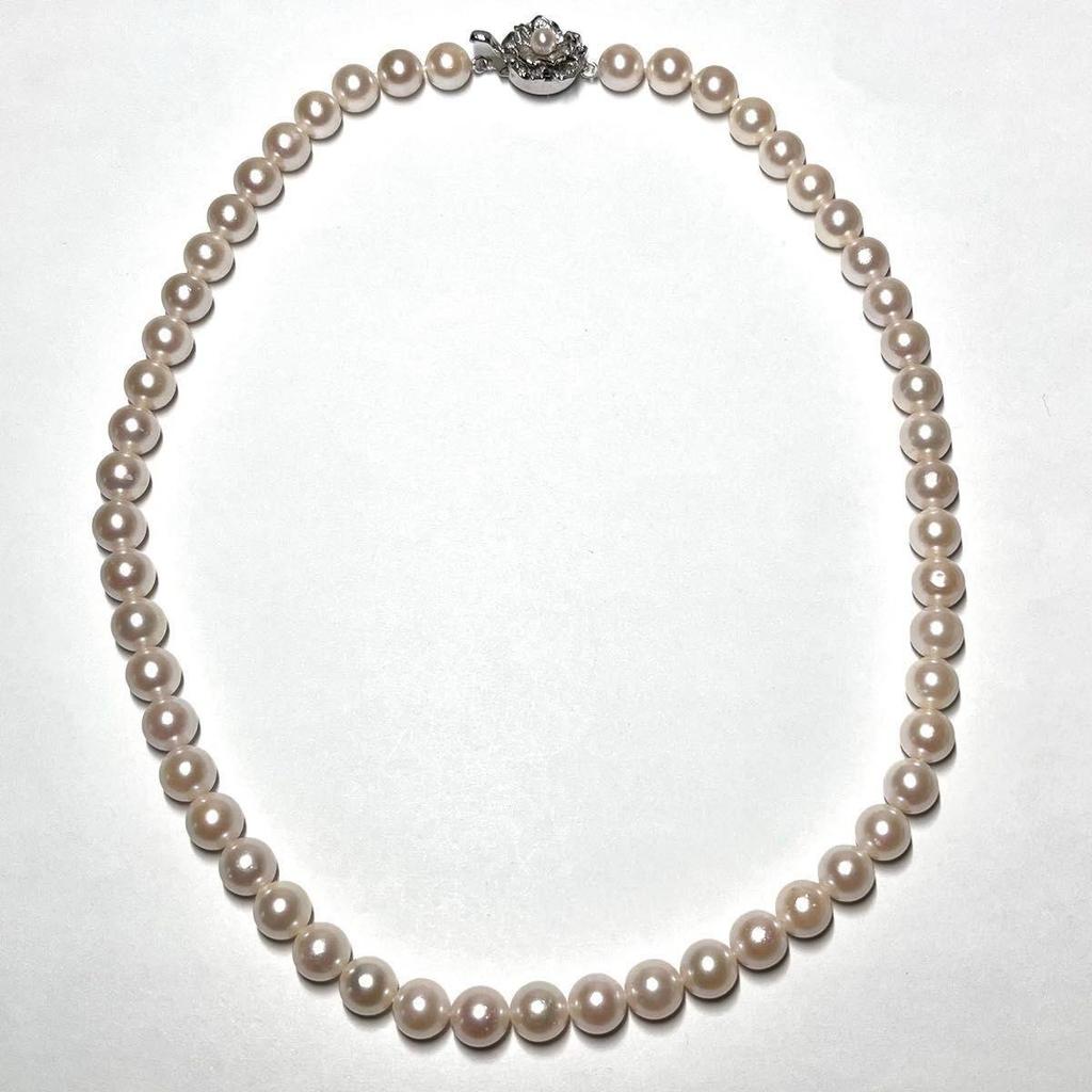 Used Comes with certificate of authenticity [High shine] Jewelry Maki Akoya pearl pearl necklace Silver 7.5-8mm pearl necklace