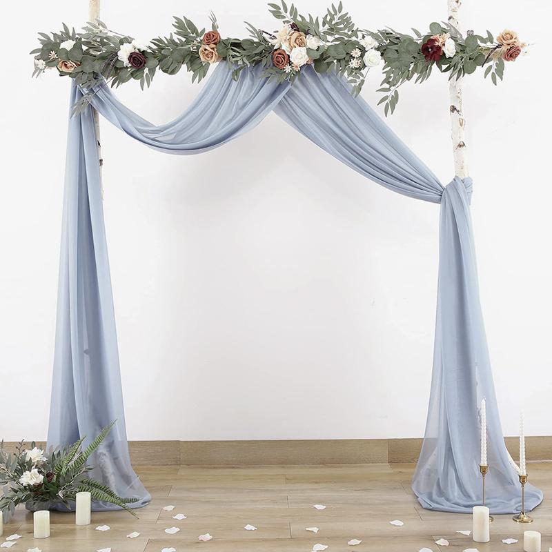 Ivory Chiffon Table Runner Sheer Fabric Curtain Drapes Romantic Wedding Arch for Thanksgiving Christmas Bridal Shower Decoration