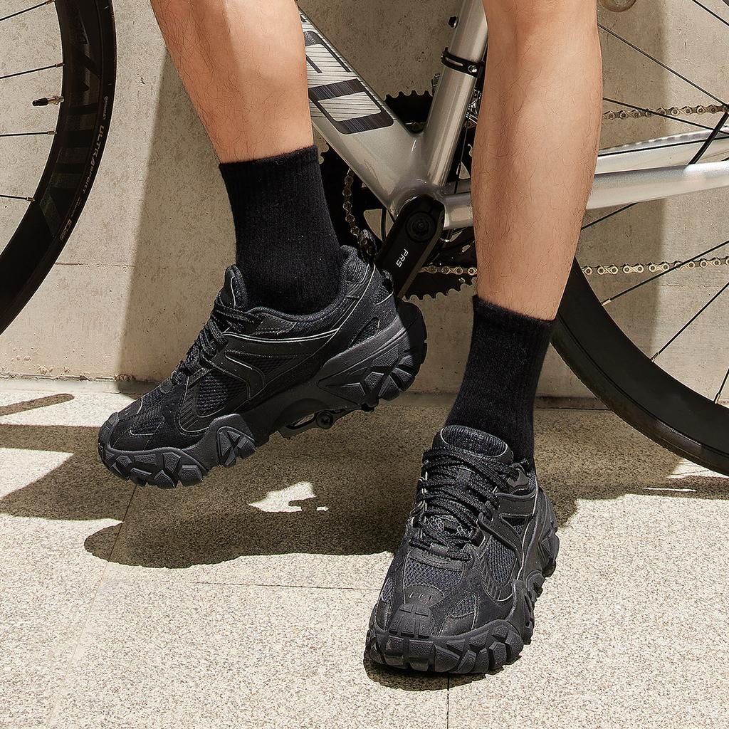 Li Ning Sand Dune Cushioning Slip Resistant Abrasion Resistant Breathable Height Increasing Low top Casual Shoes Men's AGCU379-5