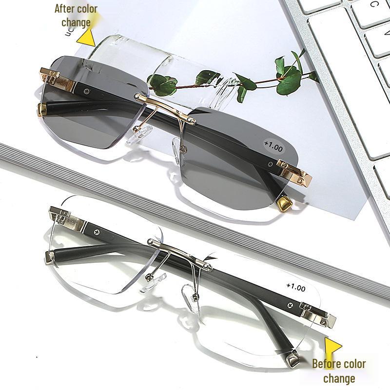 Rimless Photochromic Multifocal Reading Glasses for Near & Far with Smart Zoom