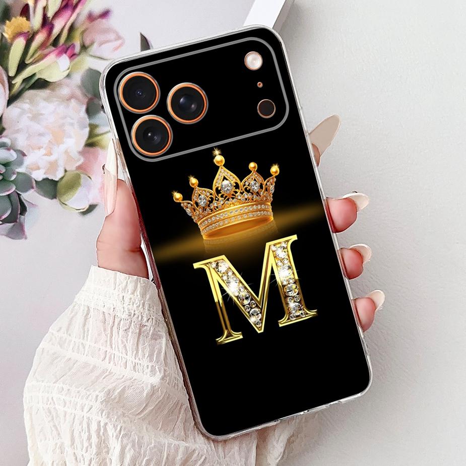 For Apple iPhone 17 Pro Max Case New Crown Letters Cover Soft Slim Phone Case For iPhone 17 Air iPhone17 Pro Max Back Cover Bags
