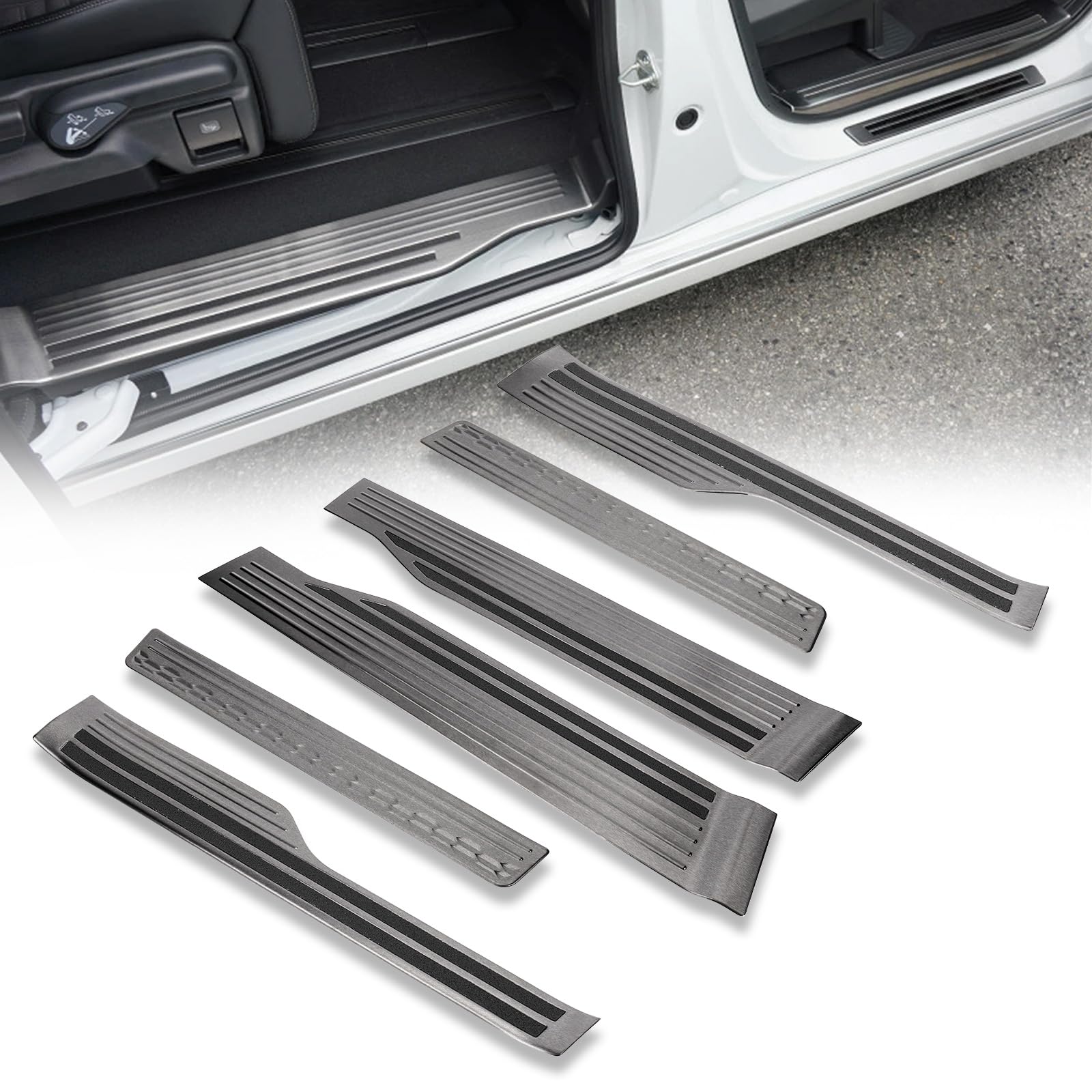 

Накладки на пороги Sarasara для Honda New Step Wagon Spada Air RP6 RP7 RP8 Серии RP 2022 Защита боковых порогов Защита Нержавеющая сталь 6 шт. Черные с резиной (Может чёрный