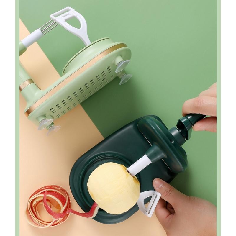 Hand Crank Rotating Peeler Slicers For Kitchens Multifunctional Fruit and Vegetable Peeling Machine with Suction Base