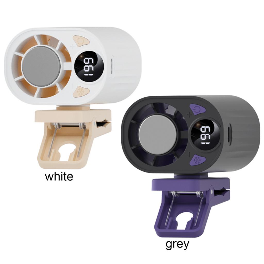 Car Clip Cool Fan with LED Display & 199 Speeds Clip Personal Fans Type-C Rechargeable for Office Camping Travel Outdoor