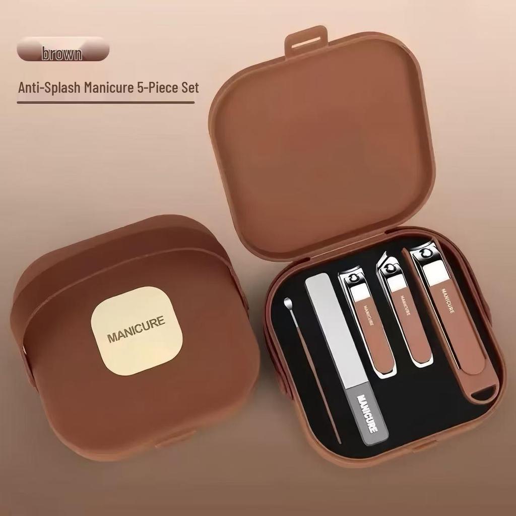 High-End Anti-Splash Nail Clipper Set with Portable Case - Manicure Tools