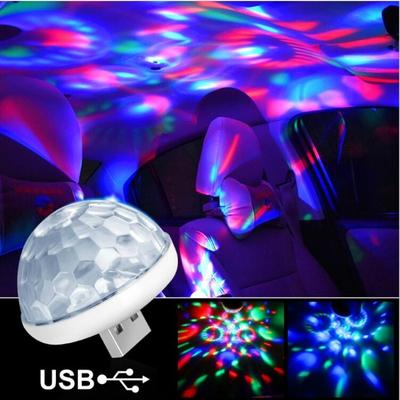 USB ambientné svetlo do auta DJ RGB Mini farebné hudobné zvukové vianočné párty atmosféra LED stropná lampa interiéru