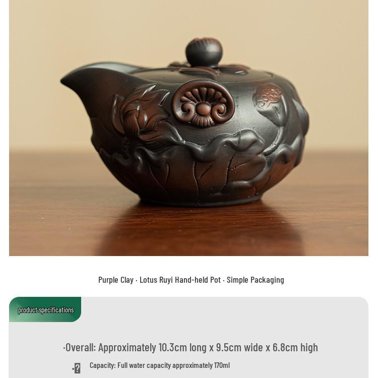 Episode 2 Purple Clay Lotus Ruyi Handheld Anti-scald Teapot for Kung Fu Tea Brewing