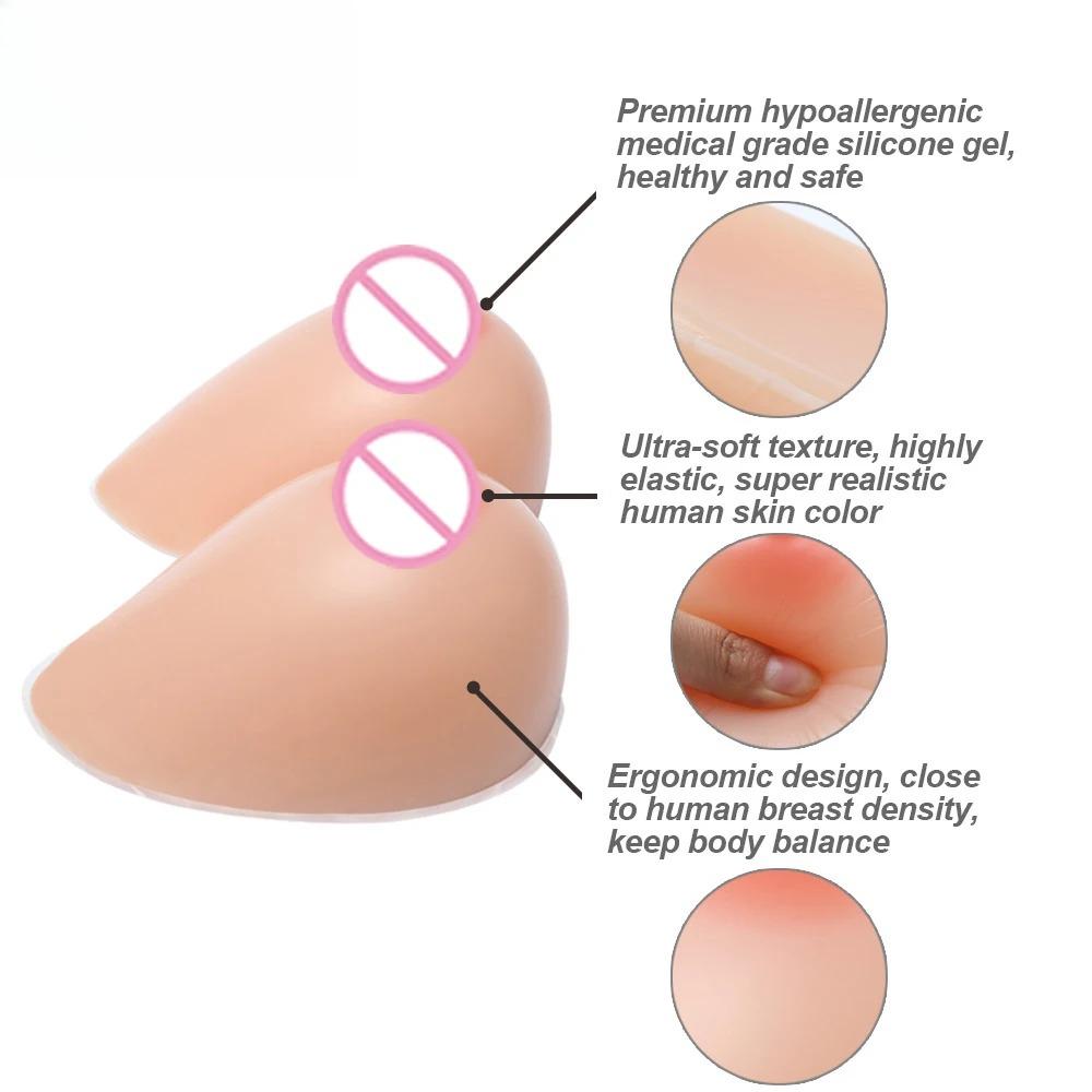 1 Pair Realistic Self-adhesive Silicone Fake Breasts Form Fake Boobs for Crossdresser Prosthesis Transgender Cosplay