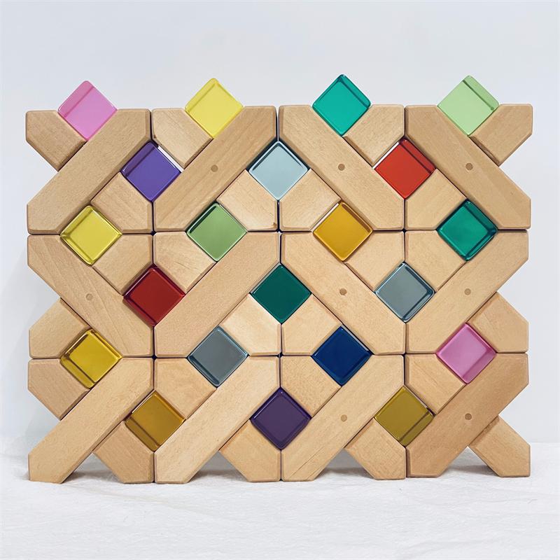 X Blocks Set Acrylic Cubes Baby Open Ended Play Toys Kids Montessori Activity Stacking Toys House Grid Blocks Game for Children