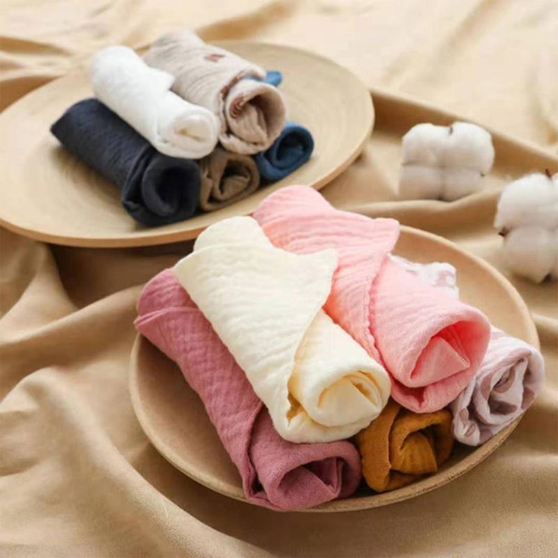 10 Pcs Baby Square Towels Infants Wash Hand Face Towel Handkerchief Feeding Bib Burp Cloth Soft Crepe Muslin Saliva Towel