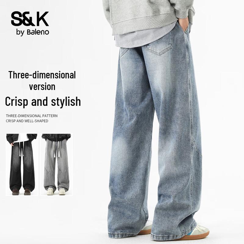 

Baleno S&K Men s Loose Straight Washed Retro Jeans 3XL