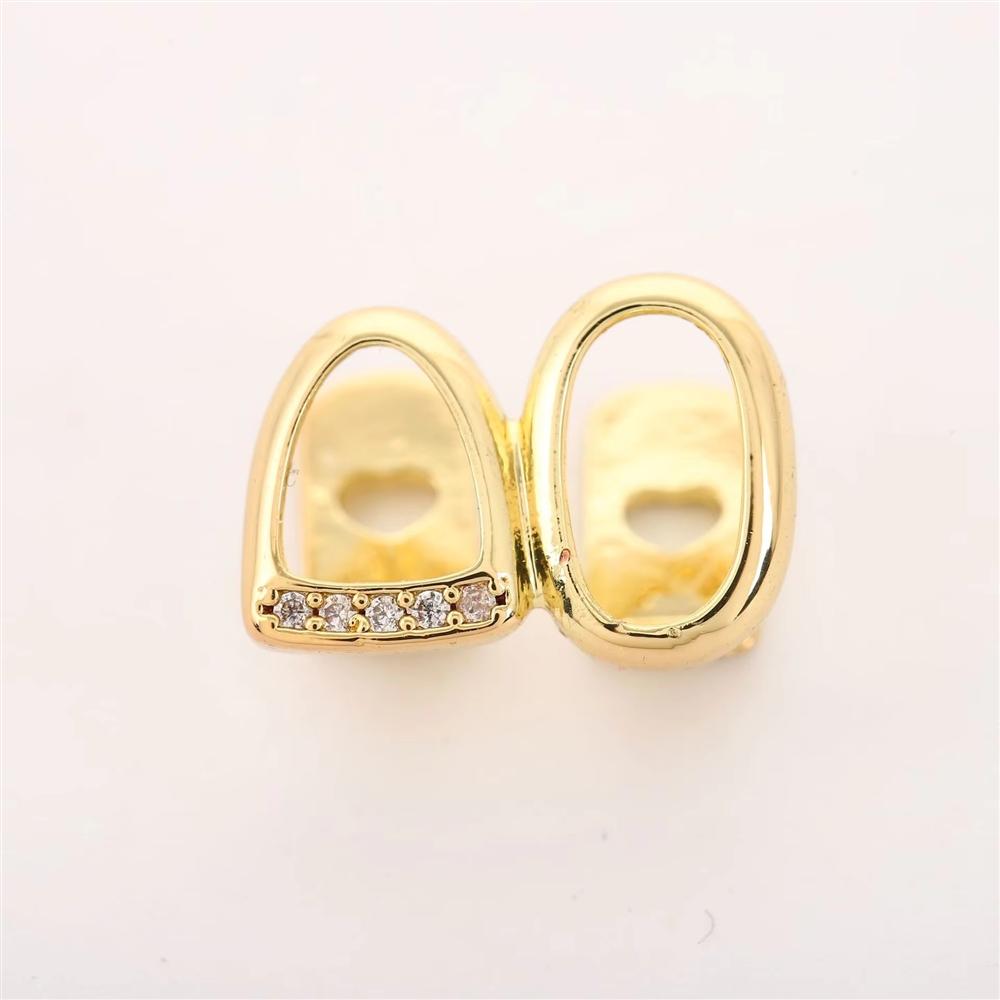 Manufacturer Bulk Popular Hip-hop Zircon Micro-paved Teeth Grills Double Gold-plated for Fashion Brands