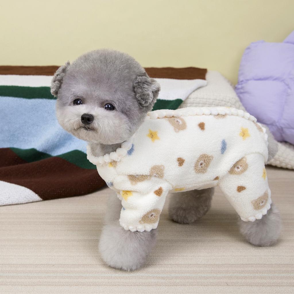 Dog clothes Teddy Pomeranian Bichon small dog cat autumn and winter pet belly clothing 25 belly four-leg fleece jacket