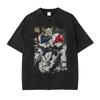 Gundam Mobile Suit Printed Tshirt Mens and Womens Washed Tshirt High Quality Vintage Cotton Tshirt Harajuku YK Tops