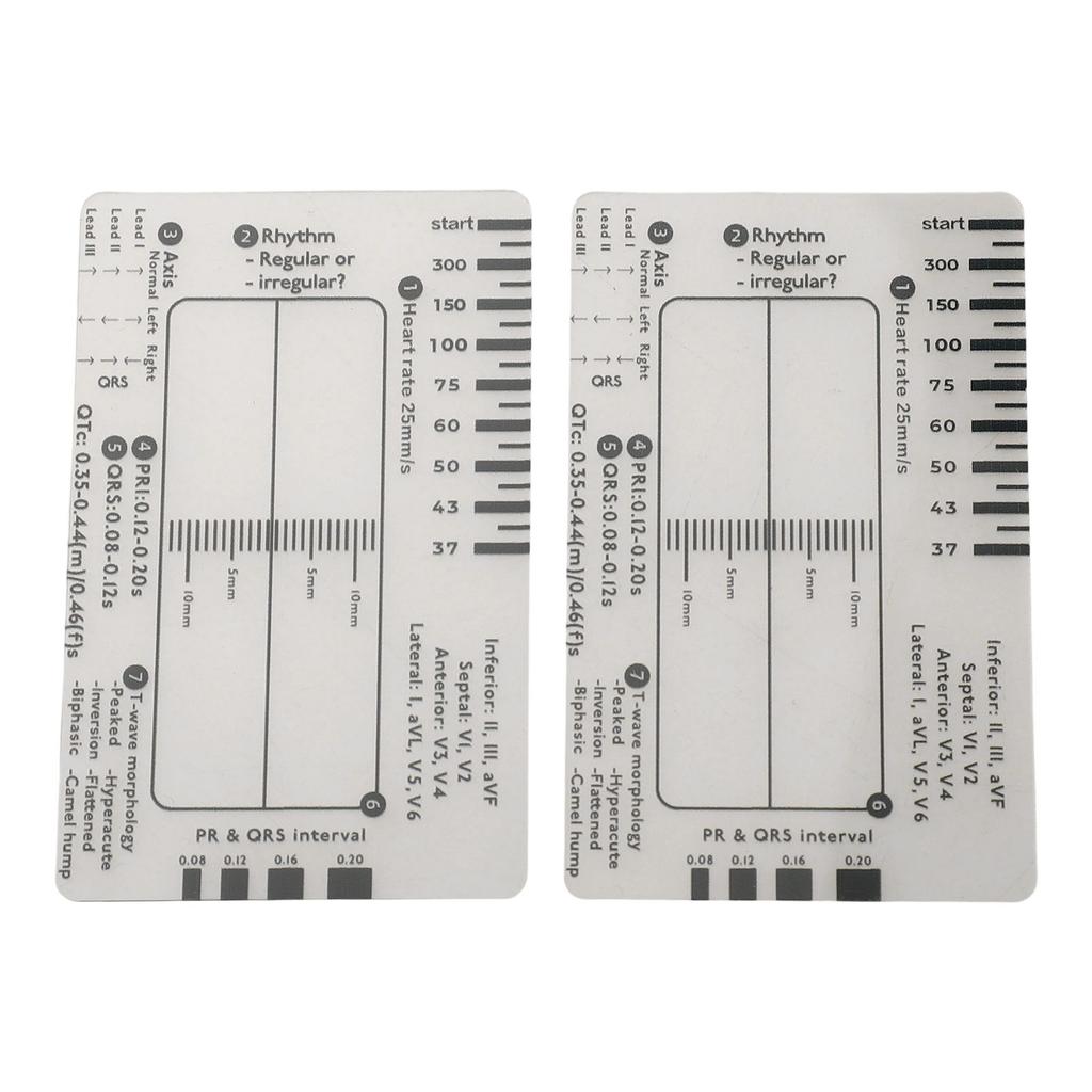 1/2pcs Ecg 7 Step Ruler 7 Step Scale Portable Transparent 7step Ruler Measurement Tool For Ecg Interpretation