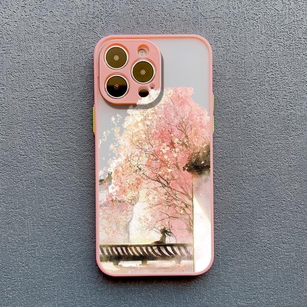 Rosa Pfirsichblüten Handyhülle für iphone 15 14 13 12 Pro Max Mini 11 16 14 Plus XR XS X 7 8 Plus SE 2020 Blumen Rückseite Funda Capa