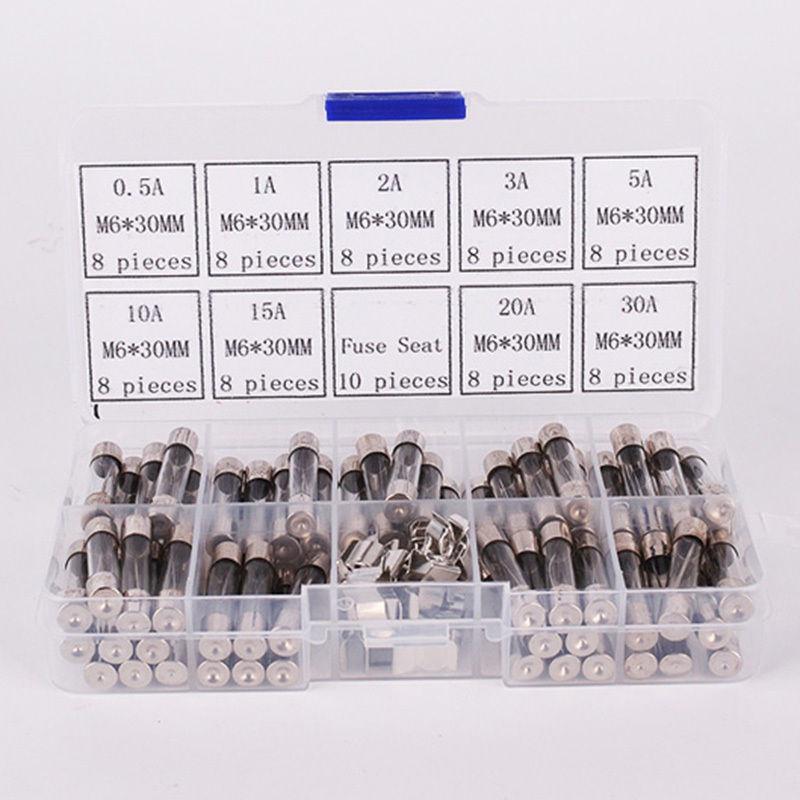 6 x 30 mm 72 flinke Glasrohrsicherungen für Auto, Boot, sortiertes Kit, flinke Glassicherungen