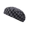 Womens Stylish Beret For Fall And Winter Cotton Fabric With Plaid Design