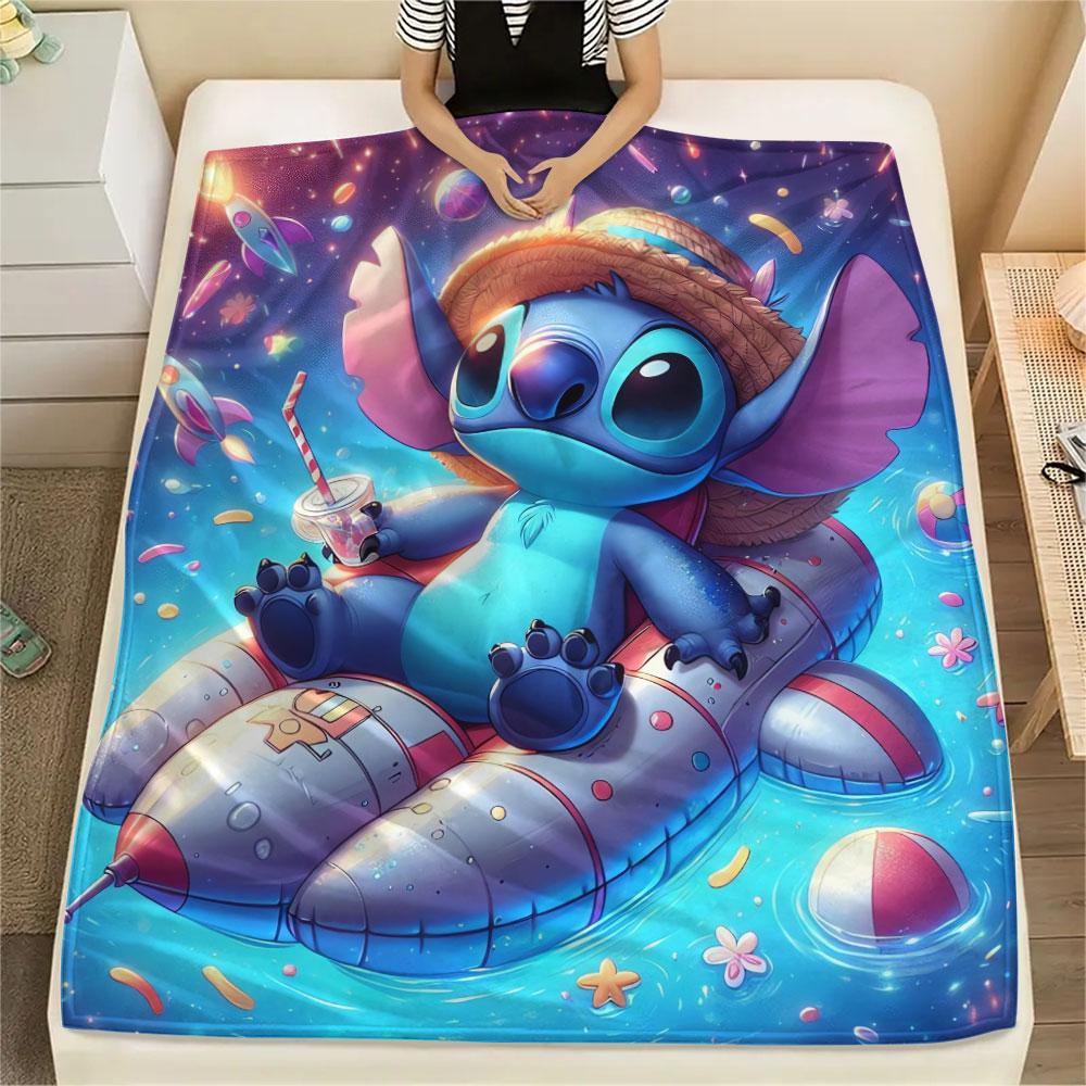 Stitch Cartoon printing Flannel Blanket Bedroom Sofa Camping Warm blanket Gifts for family and friends-MJ003