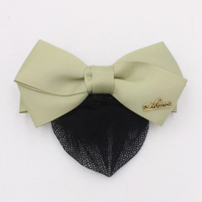Korean Style Bow Flower Hair Net Bun Clip for Professional Work - HF315