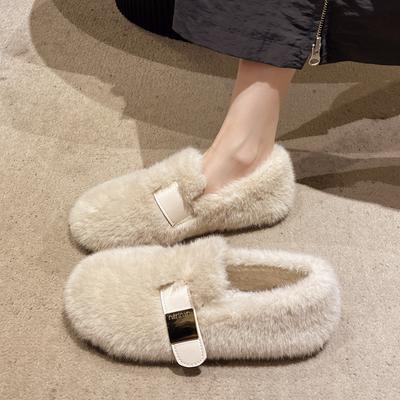 Winterschoenen Dames Ronde Neus Instappers Vrouwen Schoenen Loafers Bont Casual Sneakers Herfst Modieus Instapper Jurk Mocassins Nieuwe Herfst