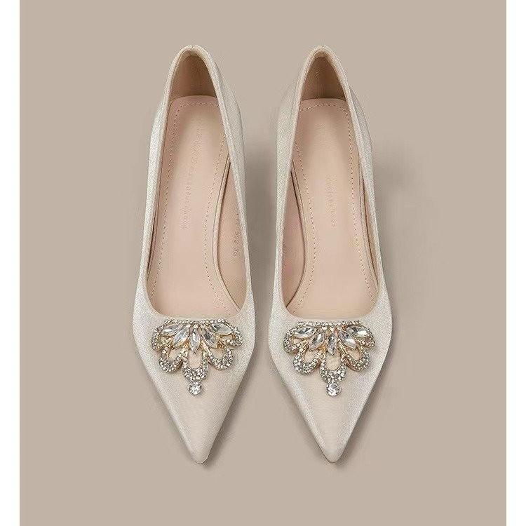 Leisure Sandals for Women Slides Casual Strange Mid Heels Classic Shoes Women Bling Bright Diamond Pointed Toe Summer Sandals