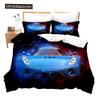 Sport Racing Car Duvet Cover Set Blue Race Car Bedding Set Full Size Boys Blue Flame Extreme Speed Sports Car Comforter Cover