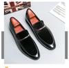 British Style Plus Size Men's Patent Leather Loafers with Pointed Toe and Rubber Sole
