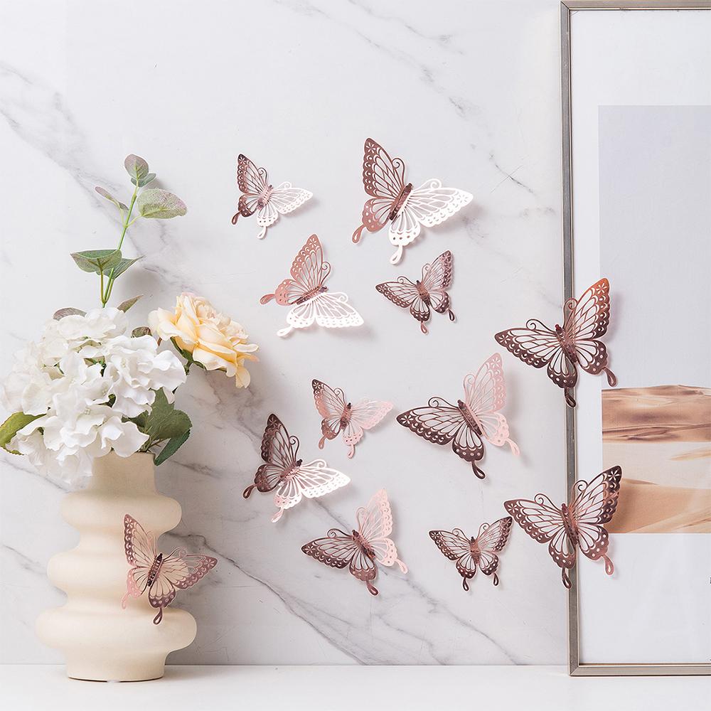12Pcs/set 3D Hollow Butterfly Wall Sticker for Home Decoration DIY Wall Stickers Modern Wall Art Living Room Decoration