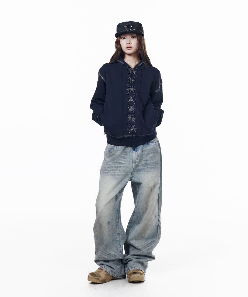 Aakam Starburst Zip-Up Hoodie (Navy)