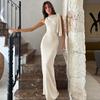 Summer Sleeveless Bodycon Long Dress Elegant Solid Color Hip Party Evening Dress Solid Color Female Casual Maxi Ribbon Dresses Sweet Sexy Clothing