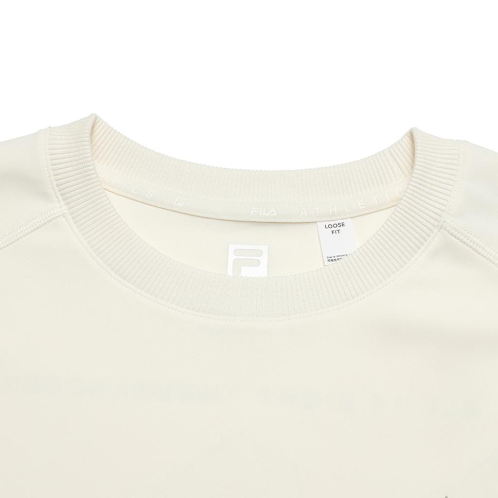 Fila Explorer Trendy Casual Outdoor Versatile Loose Printed Knit Long Sleeve T-Shirt Women Tops Dew-White A11W547202FIV