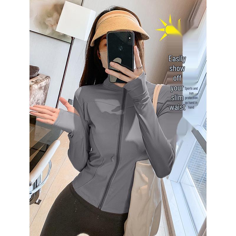 Women's Quick-Dry Stand Collar Fitness Jacket with Zipper - Breathable, Long Sleeve Sports Top for Running, Yoga, Outerwear.