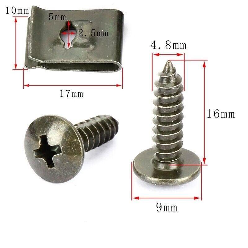 100 Stück-10 Stück Gemischte Auto Metallschraube Gewindeschneidschraube Befestigungsclip U-Typ Clip mit Schraube Rostschutzclip Schraubverschluss Blech
