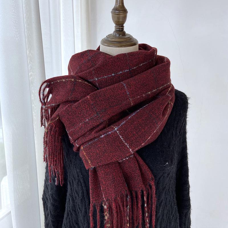

Plaid Scarf Women s Autumn and Winter New Fringed Shawl Fashion Imitation Cashmere Warm Scarf 70-180cm