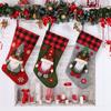 Cozy Fabric Christmas Stockings In Red Green And Gray With Snowflake Details