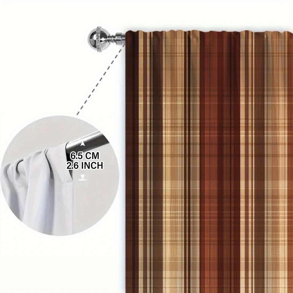 2 Stück Retro Art Braun Bedruckter Vorhang für Heimdekoration - Stangentasche Fensterbehandlung für Schlafzimmer, Büro, Küche und Wohnzimmer