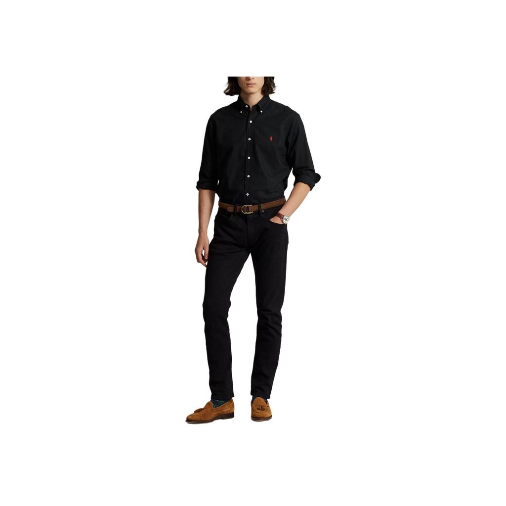 Polo Ralph Lauren Dyed Oxford Solid Color Long Sleeve Button Shirt Men shirts Black 198352638061