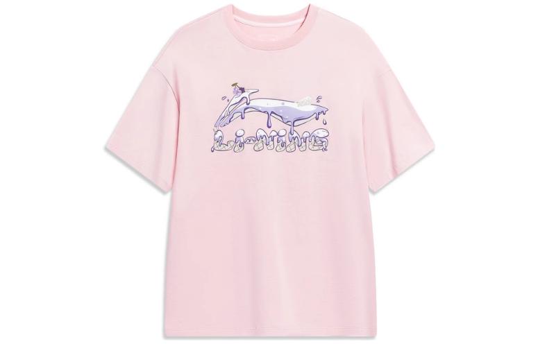 Li Ning Sports Fashion Collection T Shirt Women s Light Water Pink AHSU744-2 XS