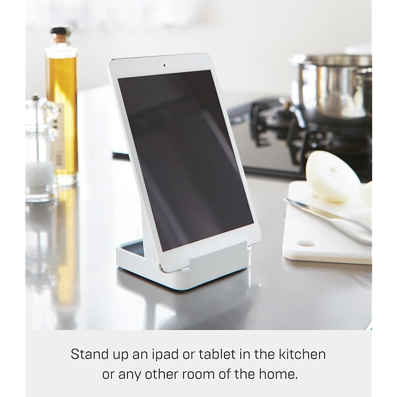 Yamazaki Tower Ladle & Pot Lid Stand, White, Approx. 10cm W X 10cm D X 15cm H, 2248