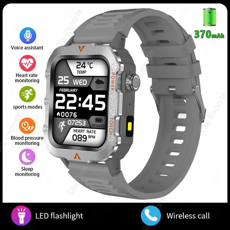 New Sports Smartwatch Bluetooth Call LED Flashlight Sleep Health Monitoring Fitness Tracking Men Outdoor Smart Watch HT30