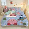 Neues Cartoon Niedlicher Stern Kirby Bettbezug Frohe Weihnachten Bettwäsche Set Queen King Full Size für Feiertags-Schlafzimmer Jugendliche Frauen Geschenk