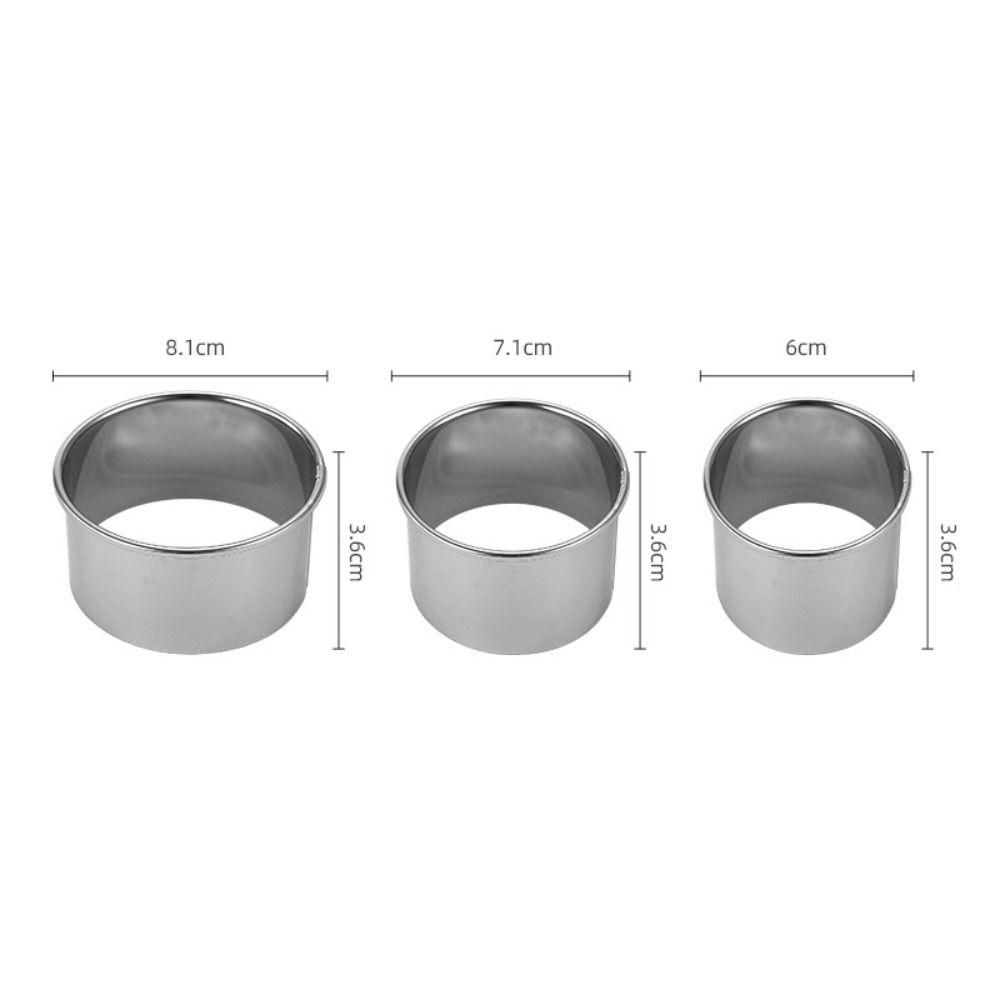 3pcs/set Rust-proof Round Biscuit Cutters Silver Dumpling Skin Cutting Mould  Cookie