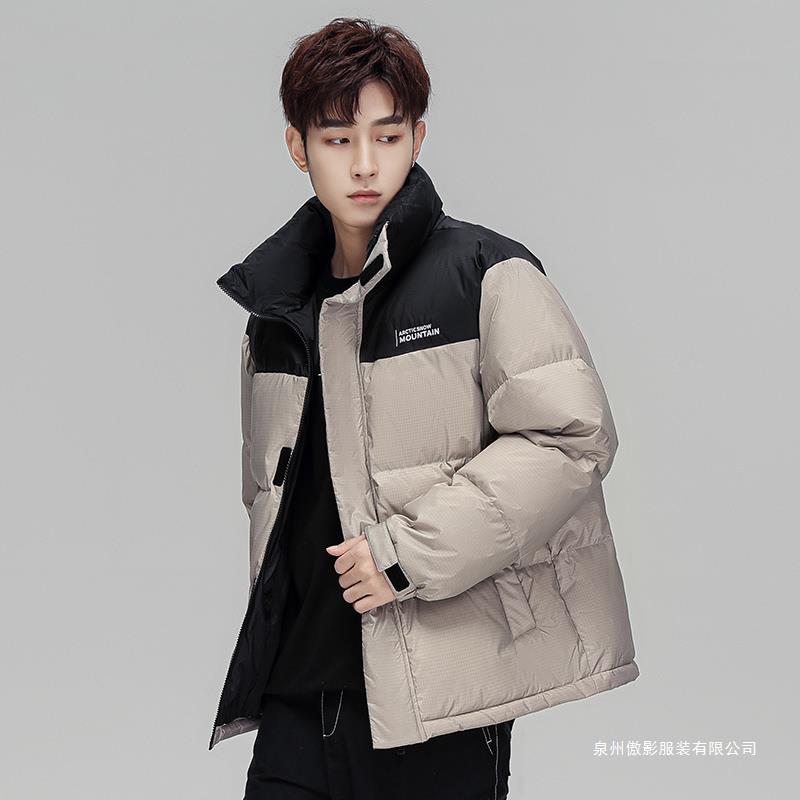 Winter White Duck Down Short Men's Down Jacket Trend Stand-up Collar Loose