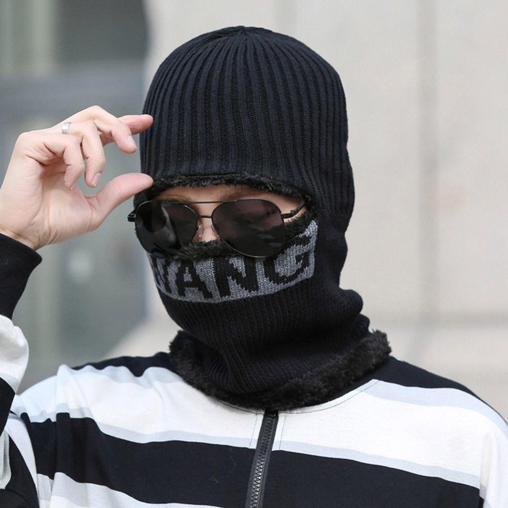 Fleece Neck Scarf Cap Soft Balaclava Winter Knitted Hat  Men Women