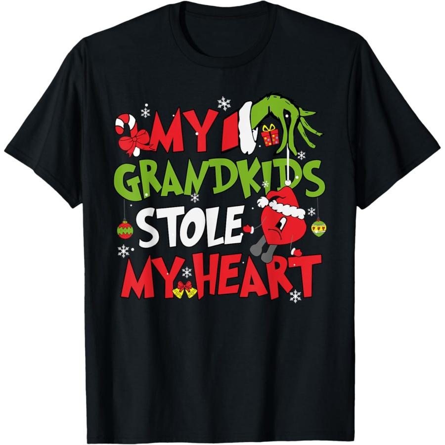 My Grandkids Stole My Heart Christmas Xmas Family Matching T-Shirt XXXXXL